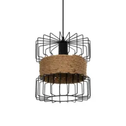GLOBOSTAR® ORB 201-0096 Vintage Κρεμαστό Φωτιστικό Οροφής με Ντουί 1 x E27 AC 220-240V IP20 - Μαύρο & Μπεζ - Μ27 x Π27 x Υ31cm