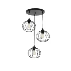 GLOBOSTAR® FLAMIA 201-0109 Vintage Κρεμαστό Φωτιστικό Οροφής με Ντουί 3 x E27 AC 220-240V IP20 - Μαύρο - Μ44 x Π44 x Υ66cm