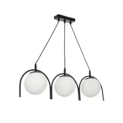 GLOBOSTAR® FLASHO 201-0111 Vintage Κρεμαστό Φωτιστικό Οροφής με Ντουί 3 x E27 AC 220-240V IP20 - Μαύρο & Λευκό - Μ73 x Π15 x Υ23cm
