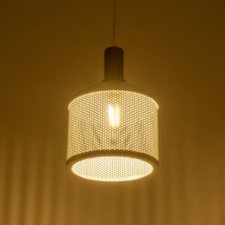GLOBOSTAR® NETO 201-0129 Μοντέρνο Κρεμαστό Φωτιστικό Οροφής με Ντουί 1 x E27 AC 220-240V IP20 – Χρυσό & Λευκό – Μ18 x Π18 x Υ70cm
