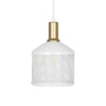 GLOBOSTAR® NETO 201-0129 Μοντέρνο Κρεμαστό Φωτιστικό Οροφής με Ντουί 1 x E27 AC 220-240V IP20 – Χρυσό & Λευκό – Μ18 x Π18 x Υ70cm