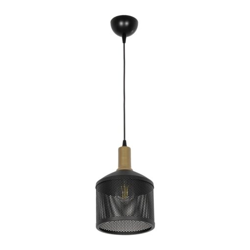 GLOBOSTAR® NETO 201-0130 Μοντέρνο Κρεμαστό Φωτιστικό Οροφής με Ντουί 1 x E27 AC 220-240V IP20 – Χρυσό & Μαύρο – Μ18 x Π18 x Υ70cm