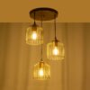 GLOBOSTAR® FLIXIO 201-0138 Vintage Κρεμαστό Φωτιστικό Οροφής με Ντουί 3 x E27 AC 220-240V IP20 – Χρυσό – Μ30 x Π30 x Υ70cm