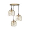 GLOBOSTAR® FLIXIO 201-0138 Vintage Κρεμαστό Φωτιστικό Οροφής με Ντουί 3 x E27 AC 220-240V IP20 – Χρυσό – Μ30 x Π30 x Υ70cm