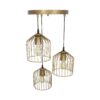 GLOBOSTAR® FLIXIO 201-0138 Vintage Κρεμαστό Φωτιστικό Οροφής με Ντουί 3 x E27 AC 220-240V IP20 – Χρυσό – Μ30 x Π30 x Υ70cm