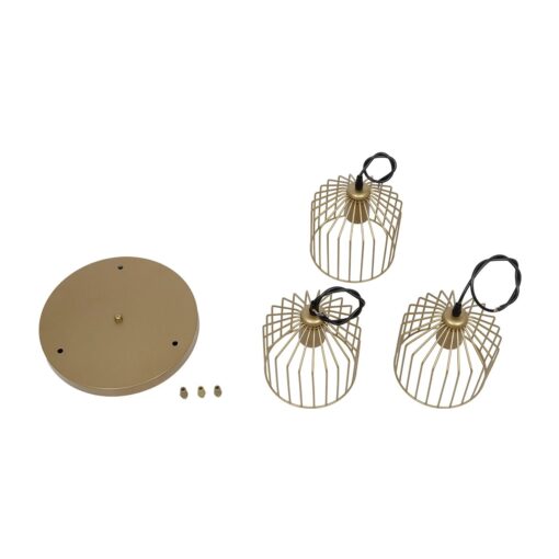GLOBOSTAR® FLIXIO 201-0138 Vintage Κρεμαστό Φωτιστικό Οροφής με Ντουί 3 x E27 AC 220-240V IP20 – Χρυσό – Μ30 x Π30 x Υ70cm