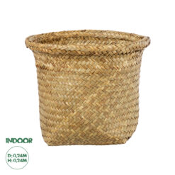 GloboStar® Artificial Garden CECILIA 20342 Διακοσμητικό Ψάθινο Καλάθι - Κασπώ Γλάστρα - Flower Pot Μπεζ Φ24cm x Υ24cm