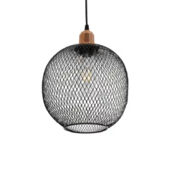 GLOBOSTAR® WIRE 203-0004 Μοντέρνο Κρεμαστό Φωτιστικό Οροφής με Ντουί 1 x E27 AC 220-240V IP20 - Μαύρο & Χάλκινο - Μ25 x Π25 x Υ30cm