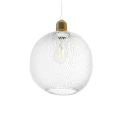 GLOBOSTAR® WIRE 203-0005 Μοντέρνο Κρεμαστό Φωτιστικό Οροφής με Ντουί 1 x E27 AC 220-240V IP20 - Λευκό & Χρυσό - Μ25 x Π25 x Υ30cm