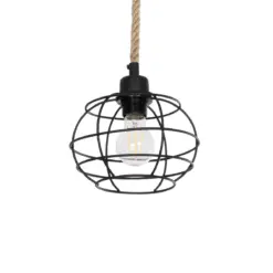 GLOBOSTAR® TALAH 203-0008 Vintage Κρεμαστό Φωτιστικό Οροφής με Ντουί 1 x E27 AC 220-240V IP20 - Μαύρο & Μπεζ - Μ20 x Π20 x Υ20cm