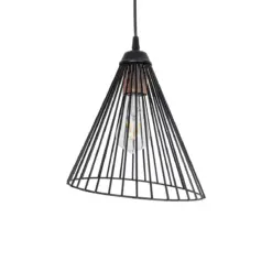 GLOBOSTAR® ARCWIRE 203-0015 Μοντέρνο Κρεμαστό Φωτιστικό Οροφής με Ντουί 1 x E27 AC 220-240V IP20 - Μαύρο - Μ25 x Π25 x Υ30cm