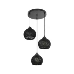 GLOBOSTAR® YASAM 203-0022 Vintage Κρεμαστό Φωτιστικό Οροφής με Ντουί 3 x E27 AC 220-240V IP20 - Μαύρο - Μ42 x Π42 x Υ54cm