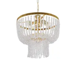GLOBOSTAR® CRYSTAL 203-0028 Κλασικό Κρεμαστό Φωτιστικό Οροφής με Ντουί 3 x E27 AC 220-240V IP20 - Χρυσό & Διάφανο - Μ41 x Π41 x Υ40cm