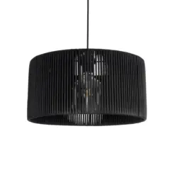 GLOBOSTAR® KYCLOS 203-0048 Boho Κρεμαστό Φωτιστικό Οροφής με Ντουί 1 x E27 AC 220-240V IP20 - Μαύρο - M40 x Π40 x Υ25.5cm