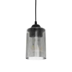 GLOBOSTAR® TORUS 203-0063 Μοντέρνο Κρεμαστό Φωτιστικό Οροφής με Ντουί 1 x E27 AC 220-240V IP20 - Μαύρο & Μαύρο Φιμέ - Μ10.5 x Π10.5 x Υ18.5cm