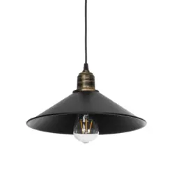 GLOBOSTAR® FERRO 203-0082 Μοντέρνο Κρεμαστό Φωτιστικό Οροφής με Ντουί 1 x E27 AC 220-240V IP20 - Μαύρο & Μπρούτζινο - Μ30 x Π30 x Υ15cm