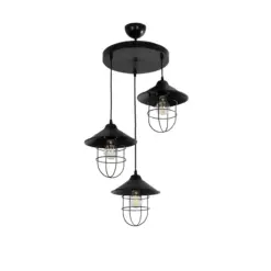 GLOBOSTAR® BLAZEO 203-0097 Vintage Κρεμαστό Φωτιστικό Οροφής με Ντουί 3 x E27 AC 220-240V IP20 - Μαύρο - Μ45 x Π45 x Υ45cm