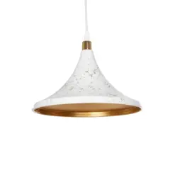 GLOBOSTAR® MARBLE 203-0098 Μοντέρνο Κρεμαστό Φωτιστικό Οροφής με Ντουί 1 x E27 AC 220-240V IP20 - Λεύκο & Χρυσό - Μ30 x Π30 x Υ20cm