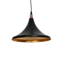 GLOBOSTAR® MARBLE 203-0099 Μοντέρνο Κρεμαστό Φωτιστικό Οροφής με Ντουί 1 x E27 AC 220-240V IP20 - Μαύρο & Χρυσό - Μ30 x Π30 x Υ20cm