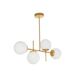GLOBOSTAR® GLOBUS 203-0105 Μοντέρνο Φωτιστικό Οροφής με Ντουί 4 x E27 AC 220-240V IP20 - Λευκό & Χρυσό - Μ70 x Π15 x Υ34cm