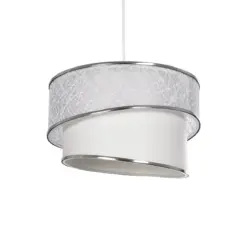 GLOBOSTAR® SONIA 203-0115 Μοντέρνο Κρεμαστό Φωτιστικό Οροφής με Ντουί 1 x E27 AC 220-240V IP20 - Λευκό & Ασημί - Μ30 x Π30 x Υ24cm