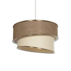 GLOBOSTAR® SONIA 203-0121 Μοντέρνο Κρεμαστό Φωτιστικό Οροφής με Ντουί 1 x E27 AC 220-240V IP20 - Μπεζ & Χρυσό - Μ30 x Π30 x Υ24cm