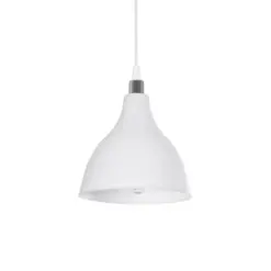 GLOBOSTAR® RADE 203-0126 Μοντέρνο Κρεμαστό Φωτιστικό Οροφής με Ντουί 1 x E27 AC 220-240V IP20 - Λευκό & Ασημί - Μ18.5 x Π18.5 x Υ23cm
