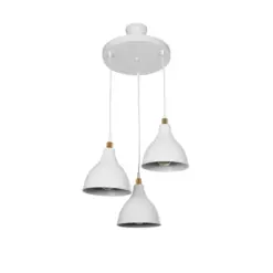 GLOBOSTAR® RADE 203-0128 Μοντέρνο Κρεμαστό Φωτιστικό Οροφής με Ντουί 3 x E27 AC 220-240V IP20 - Λευκό & Χρυσό - Μ40 x Π40 x Υ40cm