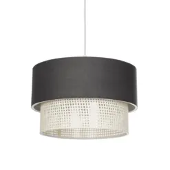 GLOBOSTAR® SISSIE 203-0140 Μοντέρνο Κρεμαστό Φωτιστικό Οροφής με Ντουί 1 x E27 AC 220-240V IP20 - Μαύρο & Μπεζ - Μ30 x Π30 x Υ23cm