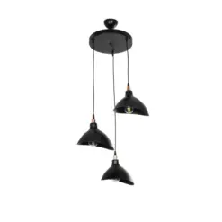 GLOBOSTAR® RIVE 203-0144 Μοντέρνο Κρεμαστό Φωτιστικό Οροφής με Ντουί 3 x E27 AC 220-240V IP20 - Μάυρο & Χάλκινο - Μ40 x Π40 x Υ65cm