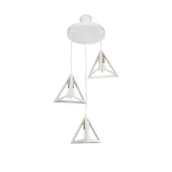 GLOBOSTAR® TRIANGLE 203-0166 Μοντέρνο Κρεμαστό Φωτιστικό Οροφής με Ντουί 3 x E27 AC 220-240V IP20 - Λευκό & Χρυσό - Μ67 x Π67 x Υ50cm
