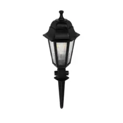 GloboStar® VITRO 203-0193 Vintage Καρφωτό Φωτιστικό Φαναράκι Μονόφωτο 1 x E27 IP44 Μαύρο & Διάφανο Πλαστικό - Μ17 x Π17 x Υ55cm