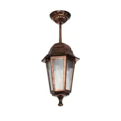 GLOBOSTAR® VITRO 203-0194 Vintage Φωτιστικό Οροφής με Ντουί 1 x E27 AC 220-240V IP44 - Χάλκινο - Μ17 x Π17 x Υ28cm
