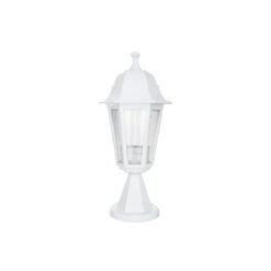 GloboStar® VITRO 203-0200 Vintage Επιδαπέδιο Φωτιστικό Φαναράκι Μονόφωτο 1 x E27 IP44 Λευκό & Διάφανο Πλαστικό - Μ17 x Π17 x Υ40cm