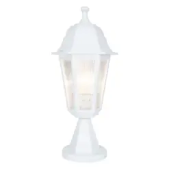 Alternative view of GloboStar® VITRO 203-0200 Vintage Επιδαπέδιο Φωτιστικό Φαναράκι Μονόφωτο 1 x E27 IP44 Λευκό & Διάφανο Πλαστικό - Μ17 x Π17 x Υ40cm