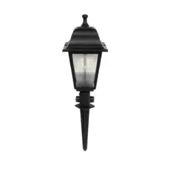 GloboStar® SOLME 203-0213 Vintage Καρφωτό Φωτιστικό Φαναράκι Μονόφωτο 1 x E27 IP44 Μαύρο & Διάφανο Πλαστικό - Μ22 x Π22 x Υ35cm