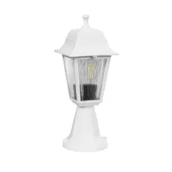 GloboStar® SOLME 203-0220 Vintage Επιδαπέδιο Φωτιστικό Φαναράκι Μονόφωτο 1 x E27 IP44 Λευκό & Διάφανο Πλαστικό - Μ22 x Π22 x Υ40cm