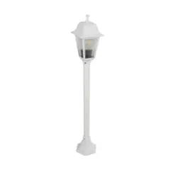 GloboStar® SOLME 203-0222 Vintage Επιδαπέδιο Φωτιστικό Κολωνάκι Κήπου Μονόφωτο 1 x E27 IP44 Λευκό & Διάφανο Πλαστικό - Μ22 x Π22 x Υ100cm