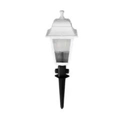 GloboStar® SOLME 203-0223 Vintage Καρφωτό Φωτιστικό Φαναράκι Μονόφωτο 1 x E27 IP44 Λευκό & Διάφανο Πλαστικό - Μ22 x Π22 x Υ35cm