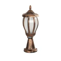 GloboStar® VERDI 203-0235 Vintage Επιδαπέδιο Φωτιστικό Φαναράκι Μονόφωτο 1 x E27 IP44 Χάλκινο & Διάφανο Πλαστικό - Μ18 x Π18 x Υ46cm