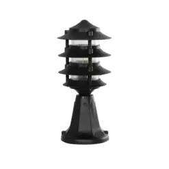 GloboStar® LANTERNA 203-0243 Μοντέρνο Επιδαπέδιο Φωτιστικό Φαναράκι Μονόφωτο 1 x E27 IP44 Μαύρο & Διάφανο Πλαστικό - Μ16 x Π16 x Υ35cm