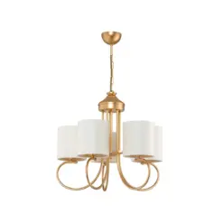 GLOBOSTAR® TRITON 203-0254 Vintage Κρεμαστό Φωτιστικό Οροφής με Ντουί 5 x E27 AC 220-240V IP20 - Χρυσό & Μπεζ - Μ50 x Π50 x Υ48cm