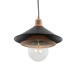 GLOBOSTAR® FERRO 203-0269 Μοντέρνο Κρεμαστό Φωτιστικό Οροφής με Ντουί 1 x E27 AC 220-240V IP20 - Μαύρο & Χάλκινο - Μ30 x Π30 x Υ19cm
