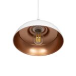 GLOBOSTAR® LOAN 203-0282 Μοντέρνο Κρεμαστό Φωτιστικό Οροφής με Ντουί 1 x E27 AC 220-240V IP20 – Λευκό & Μπρονζέ  – Μ25.5 x Π25.5 x Υ17cm