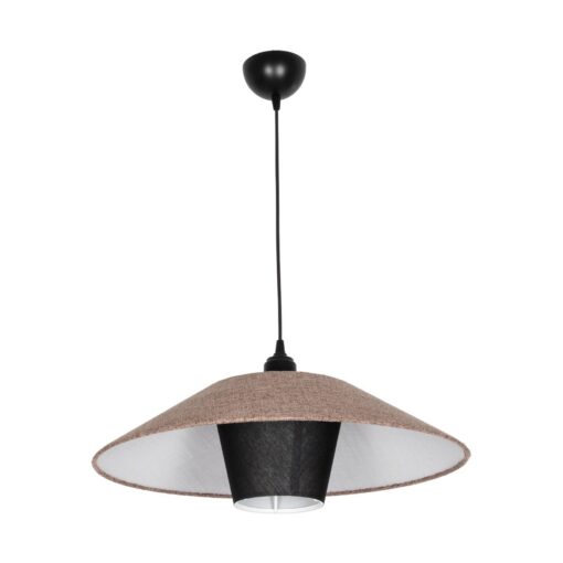 GLOBOSTAR® STORM 203-0294 Μοντέρνο Κρεμαστό Φωτιστικό Οροφής με Ντουί 1 x E27 AC 220-240V IP20 – Μαύρο &  Μπεζ – Μ50 x Π50 x Υ24cm