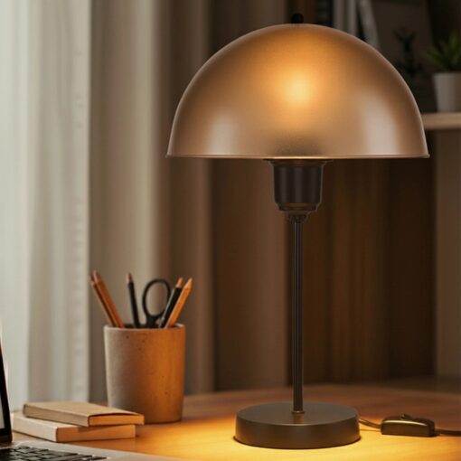 GLOBOSTAR® GAZETA 203-0297 Μοντέρνο Επιτραπέζιο Φωτιστικό Πορτατίφ με Ντουί 1 x E27 AC 220-240V IP20 – Μαύρο & Καφέ – Μ25 x Π25 x Υ39cm