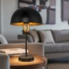 GLOBOSTAR® GAZETA 203-0299 Μοντέρνο Επιτραπέζιο Φωτιστικό Πορτατίφ με Ντουί 1 x E27 AC 220-240V IP20 – Μαύρο & Χρυσό – Μ25 x Π25 x Υ39cm