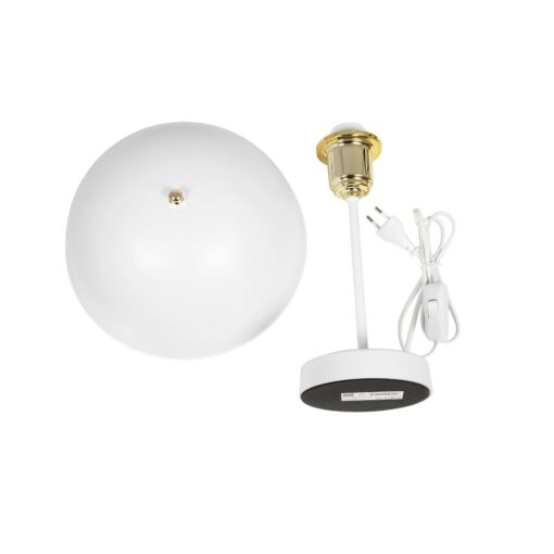 GLOBOSTAR® GAZETA 203-0302 Μοντέρνο Επιτραπέζιο Φωτιστικό Πορτατίφ με Ντουί 1 x E27 AC 220-240V IP20 – Λευκό & Χρυσό  – Μ25 x Π25 x Υ39cm