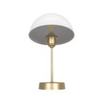GLOBOSTAR® GAZETA 203-0303 Μοντέρνο Επιτραπέζιο Φωτιστικό Πορτατίφ με Ντουί 1 x E27 AC 220-240V IP20 – Λευκό & Μπρονζέ  – Μ25 x Π25 x Υ39cm