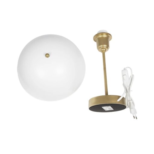 GLOBOSTAR® GAZETA 203-0303 Μοντέρνο Επιτραπέζιο Φωτιστικό Πορτατίφ με Ντουί 1 x E27 AC 220-240V IP20 – Λευκό & Μπρονζέ  – Μ25 x Π25 x Υ39cm